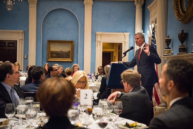 de Blasio speech dining room gracie