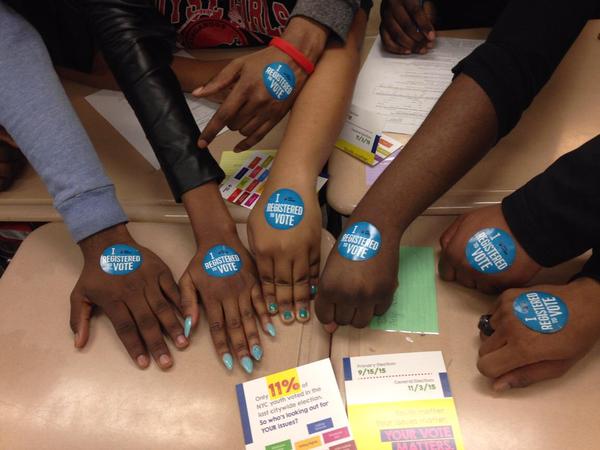 voter registration hands