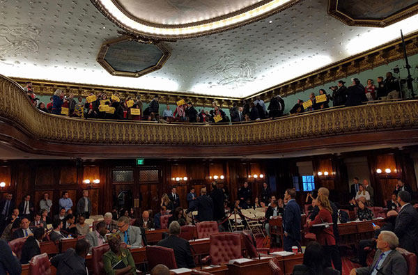 City Council Bedford Armory protest vote