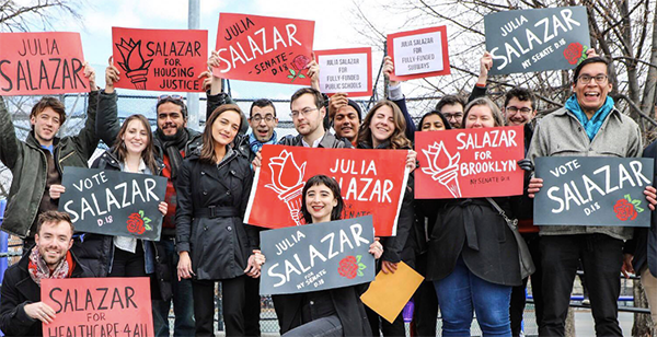 julia salazar campaign photo w supporters