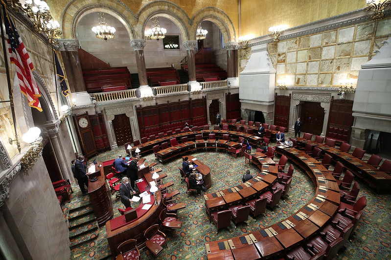 New York State Senate chambers almost empty