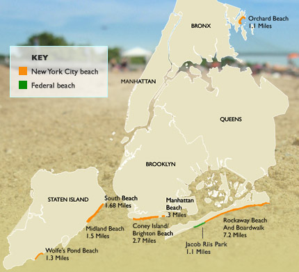 new york city beach map, courtesy of New Yorkers for Parks