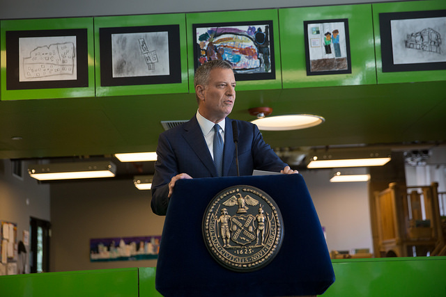 de blasio prek visit green