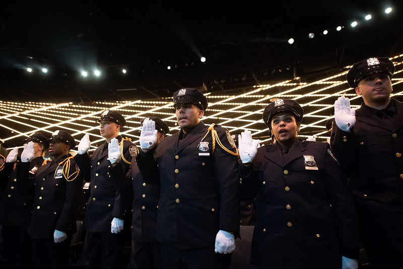 NYPD cadets salute