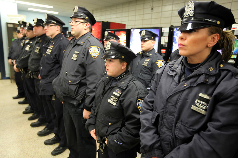 NYPD officers precinct roll call