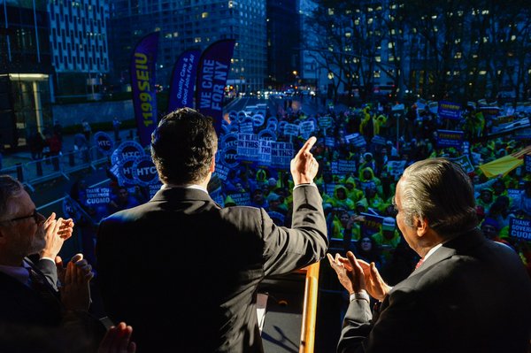 Cuomo 15 min wage rally foley sq