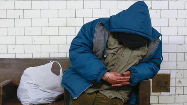 homeless subway bench