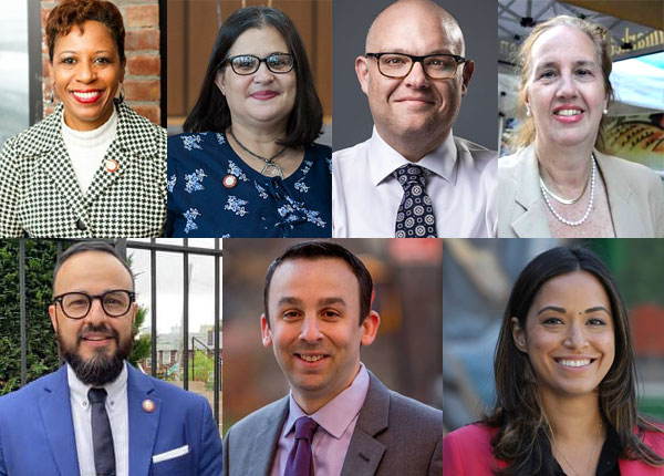 Top (l-r) Adrienne Adams, Diana Ayala, Justin Brannan, Gale Brewer Bottom (l-r) Francisco Moya, Keith Powers, Carlina Rivera