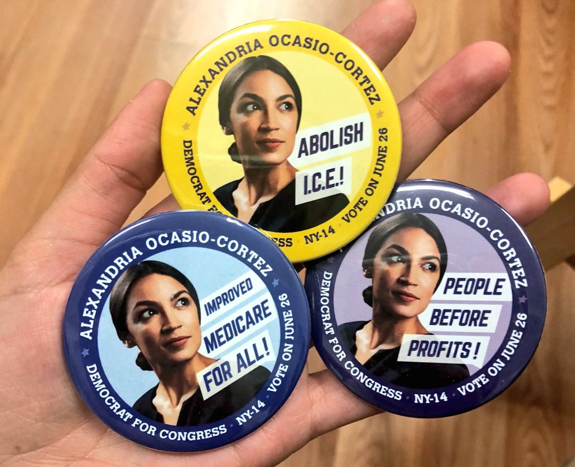 ocasio-cortez campaign buttons